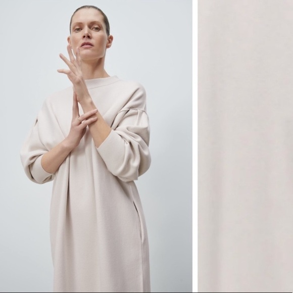 NWT. Zara Pearl Gray Oversized Knit Midi Dress. Size S. - Picture 4 of 11